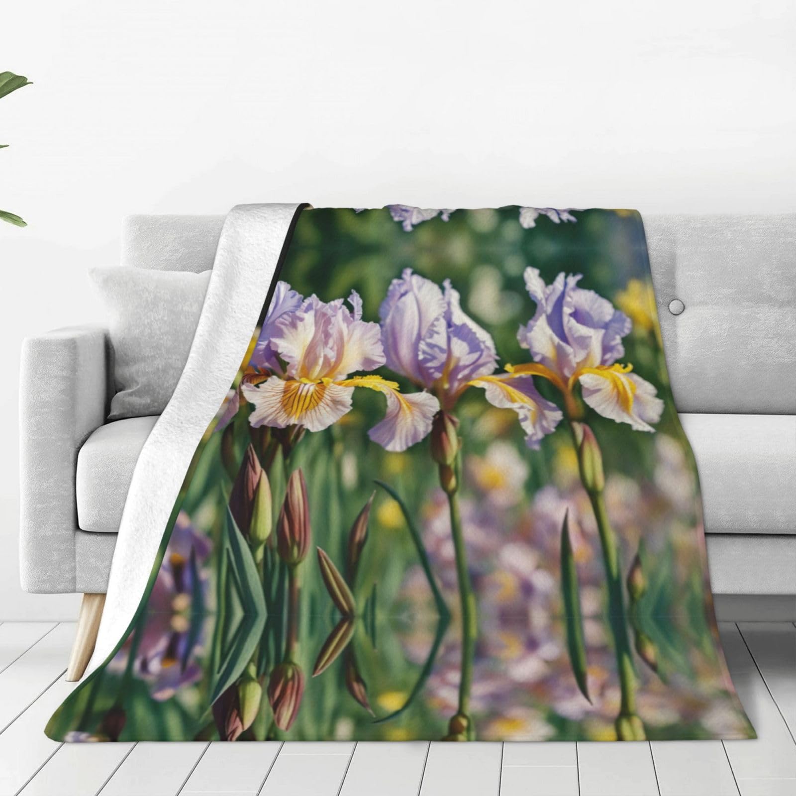 Couverture en flanelle haut de gamme imprimé lotus douceur premium pour sofa