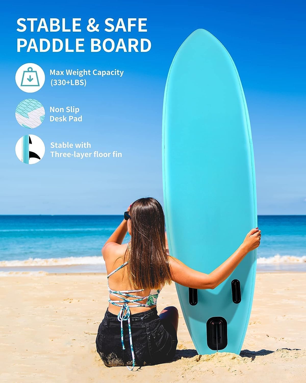 Inflatable Paddle Board Stand Up Paddle Board 10'6" x32" x6" Sup Board with Durable SUP Accessories and Carry Bag Adjustable Paddle Non-Slip Deck Pump for Youth Adult
