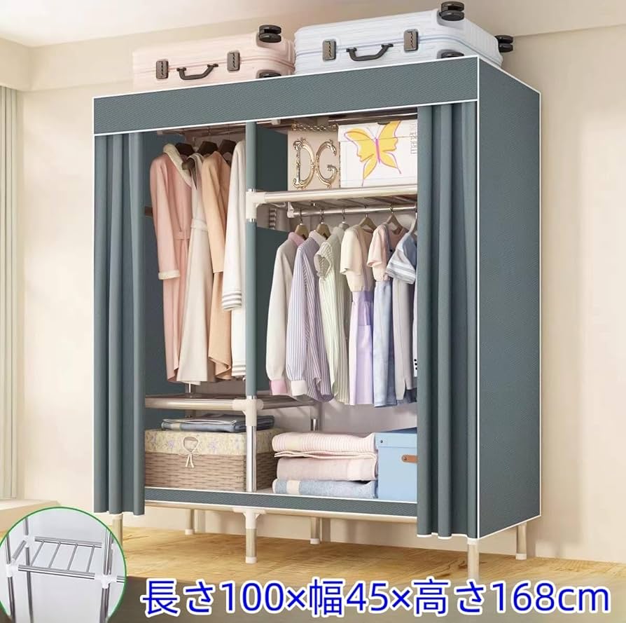 組み立て式クローゼット 子供部屋 収納家具 貼り紙付き