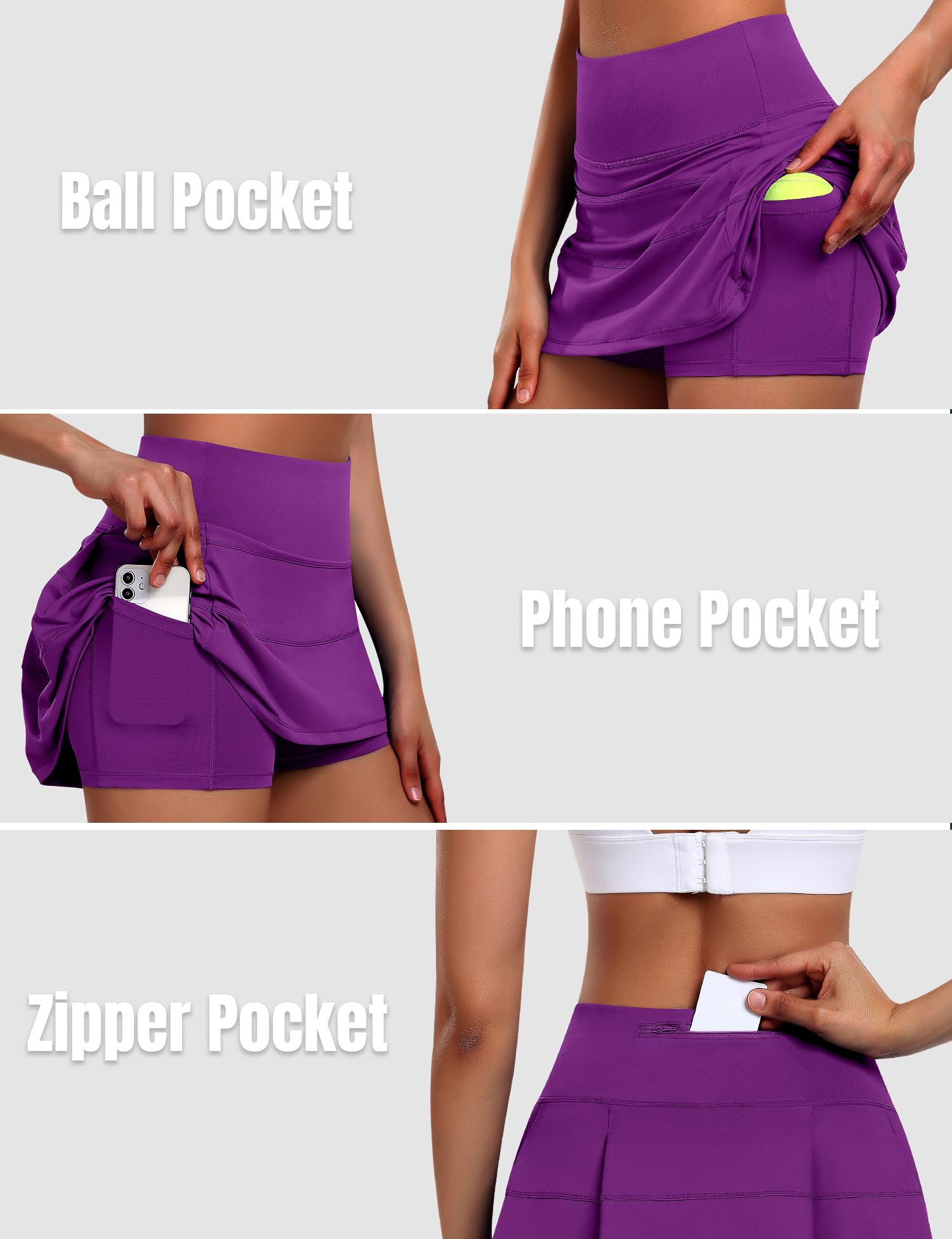 JoyGirl Falda de tenis para mujer con pantalones cortos, falda plisada de golf de cintura alta, faldas atléticas con bolsillos