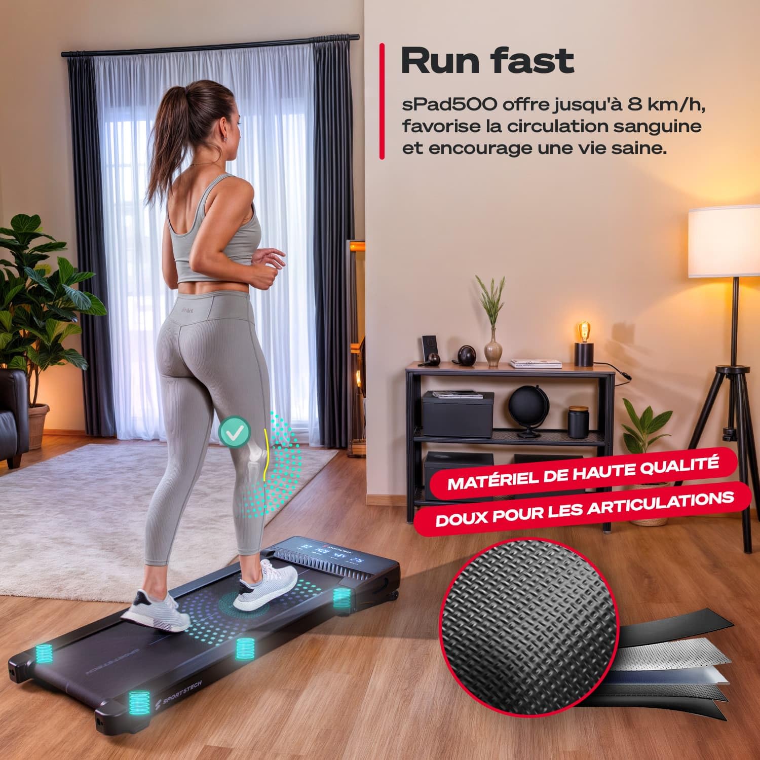 Sportstech Tapis de Marche, Inclinaison Automatique, Tapis Roulant pour la Maison et Le Bureau, écran LED, avec 1 an d'App STL Incluse, Tapis de Marche et Tapis Roulant de Fitness, spad500/1000