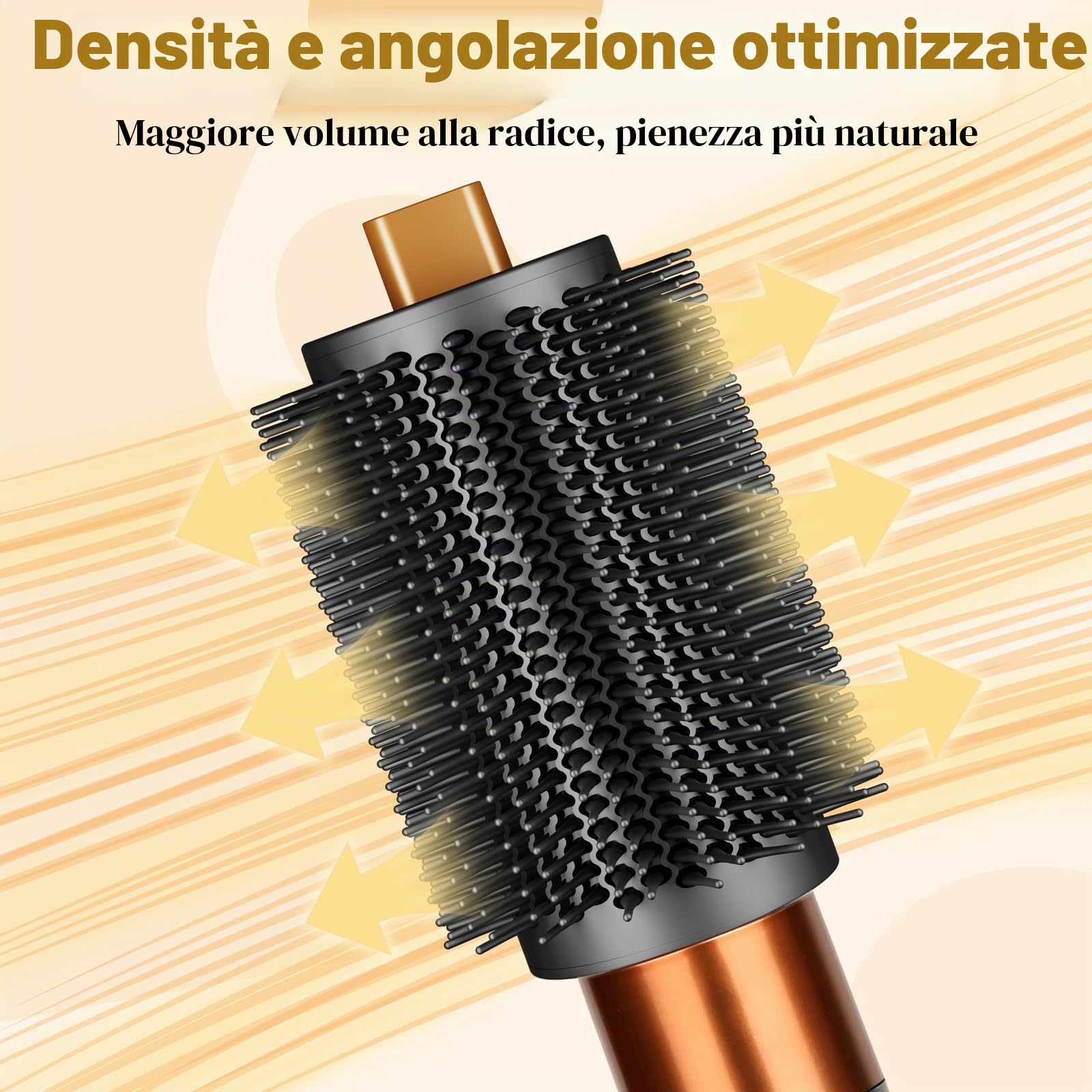 Spazzola rotonda grande da 7,6 cm per accessori Dyson Airwrap | Spazzola volumizzante rotonda da 7,6 cm, per Dyson Air Wrap, setole flessibili per arricciare il volume liscio, oro