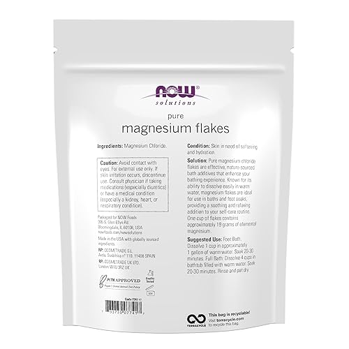 Miniatura 2 de Now Solutions, Magnesium Flakes, Pure, from The Ancient Zechstein Seabed, Highly Concentrated, 26.5-Ounce