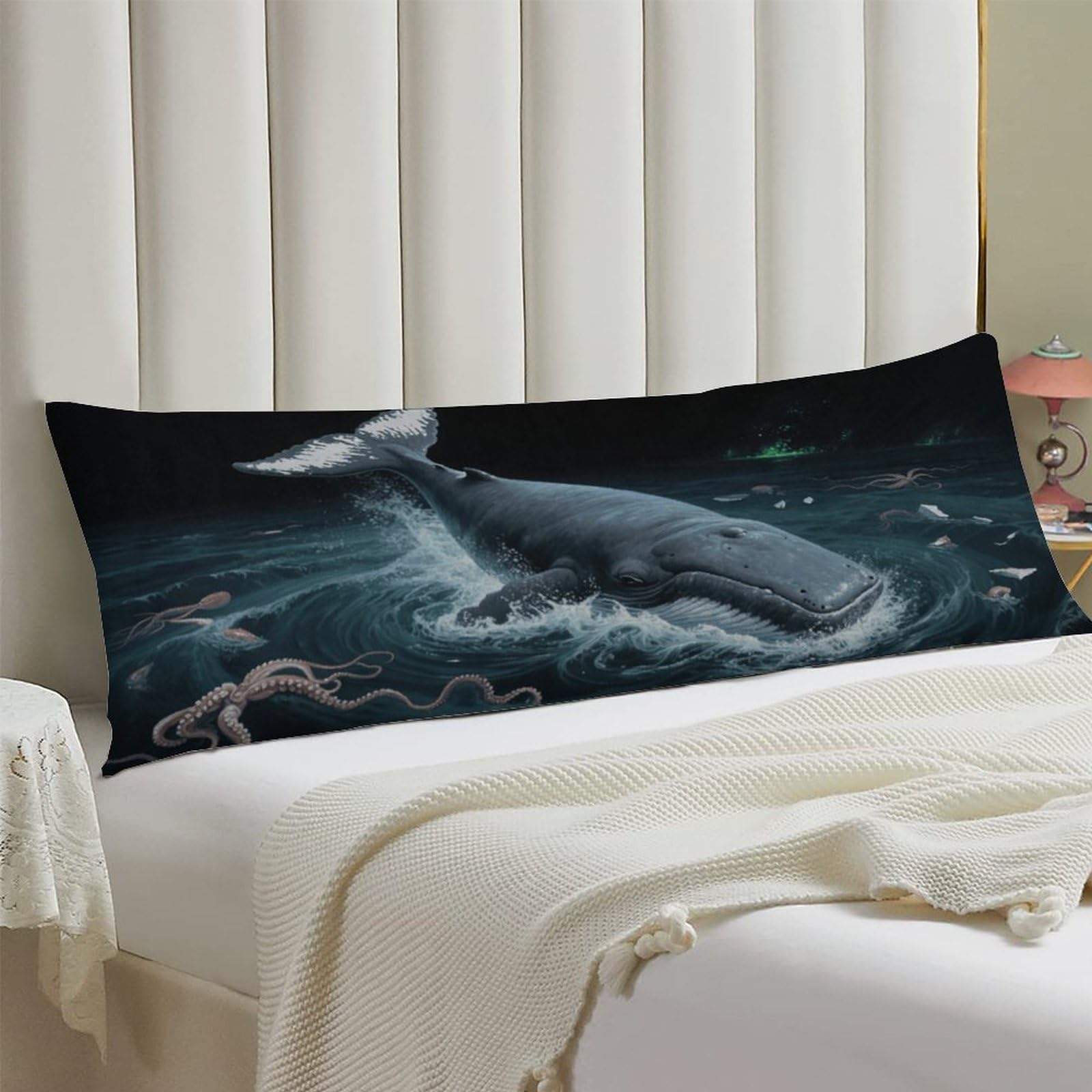 Body Pillow Cover 20x54 Long Pillow Case with Invisible Zipper Breathable Microfiber Underwater Whale Pillowcase Soft Cozy Protector for Bedroom Couch Sofa Bed Home Decor All Seasons