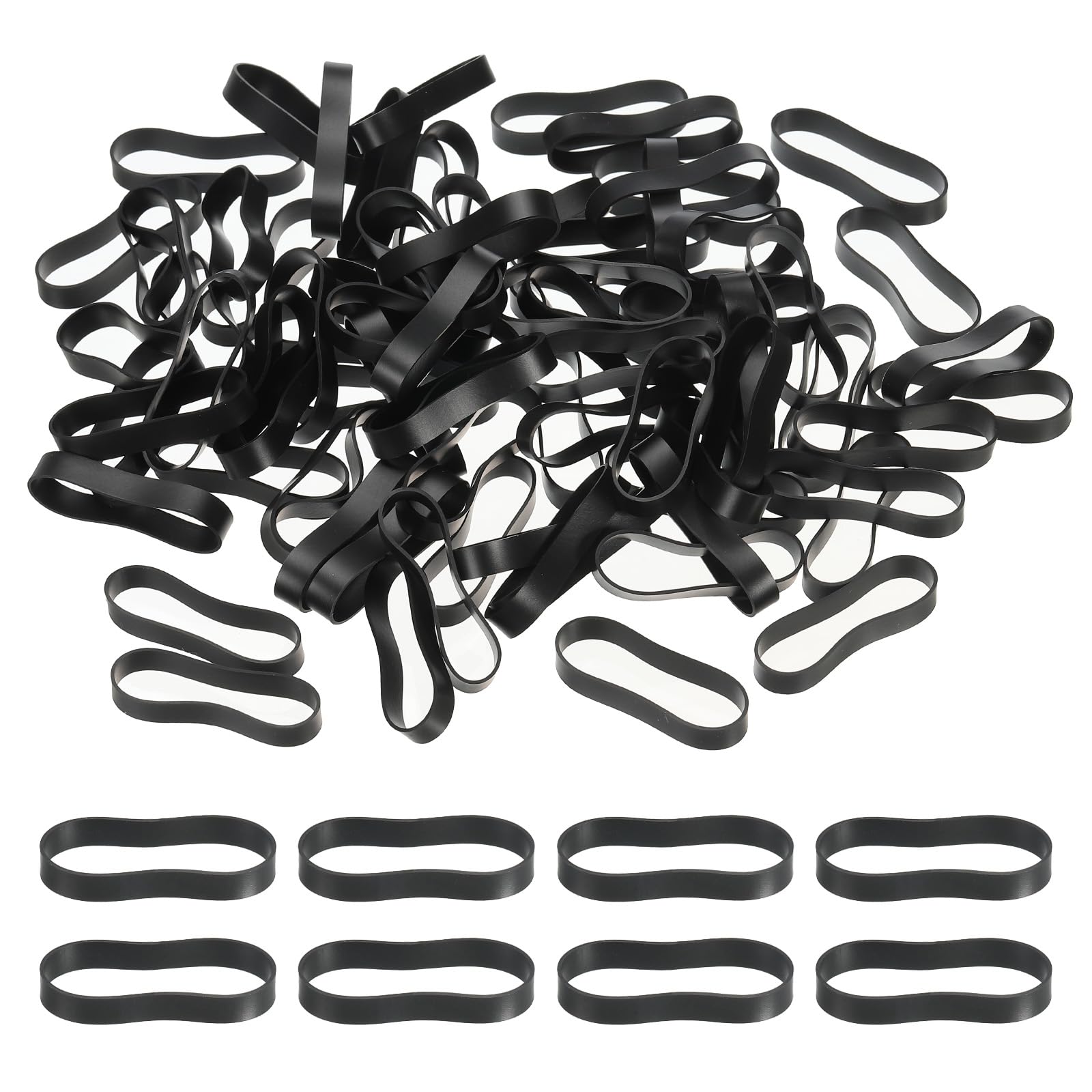 PATIKIL Silicone Rubber Bands Cable Ties 1.5", 200 Pcs Flat Rubber Elastic Band for Office Supplies Home Cord Wrapping Black