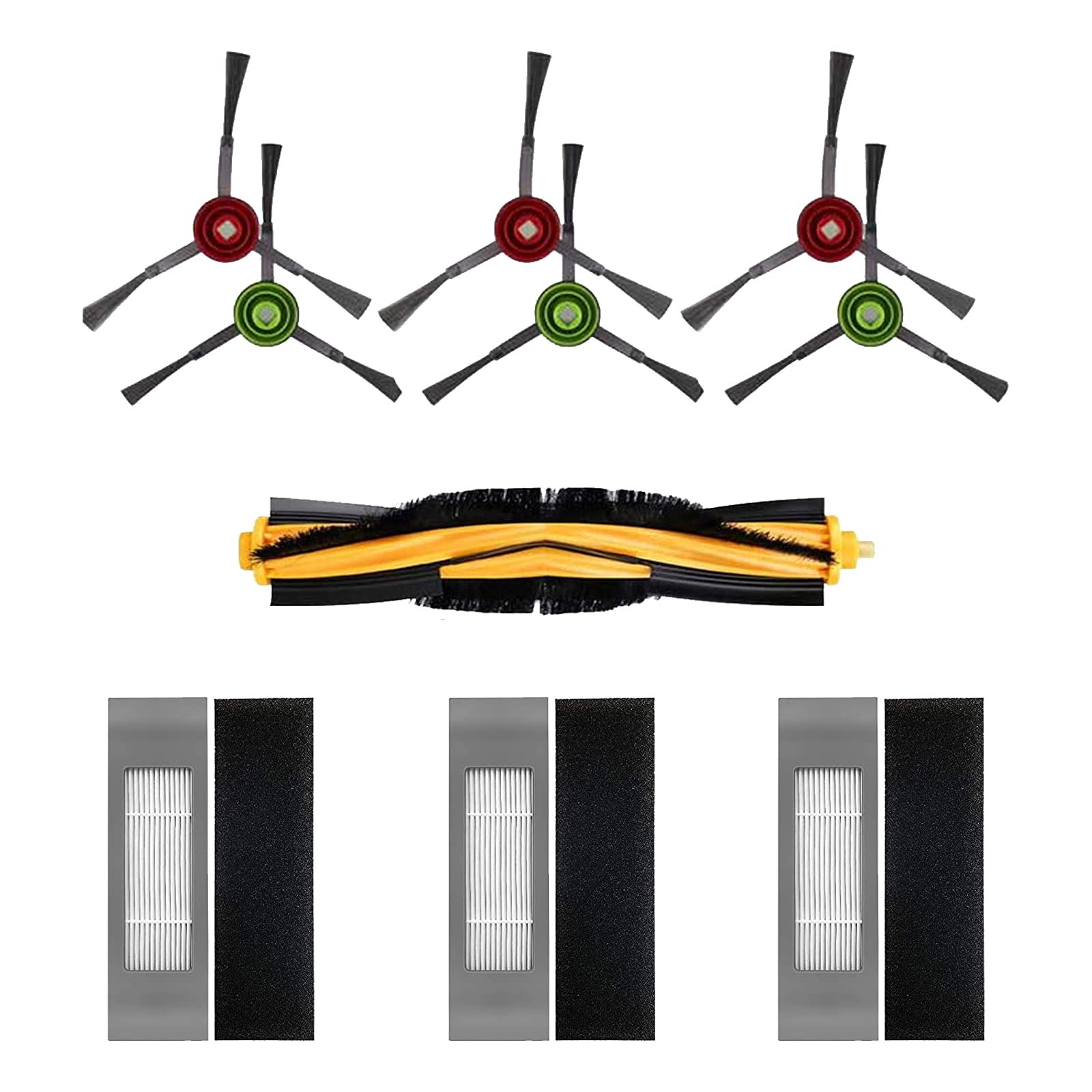 Kit Ricambi Spazzole E Filtri Per Ecovacs Deebot T8 – 1 Spazzola, 3 Filtri, 6 Spazzole Laterali, 3 Sacchetti
