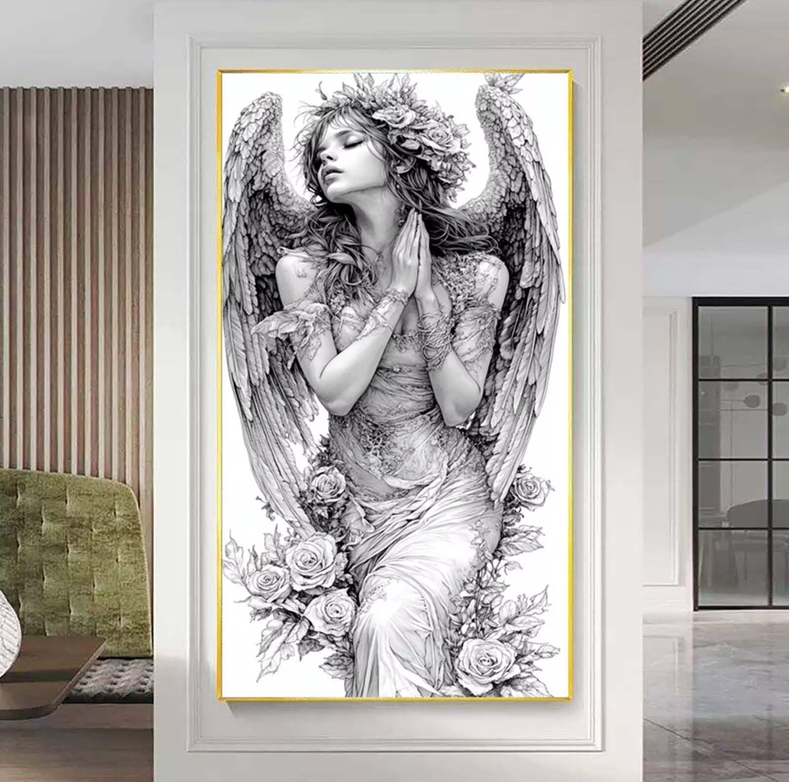 Diament Malarstwo Anioł Diament Malarstwo dla dorosłych, 5D Kobieta Haft Diament Malarstwo Pełny zestaw, DIY Diament Sztuka Rhinestone Ścieg krzyżykowy Kreatywne hobby dla dorosłych, do dekoracji domu