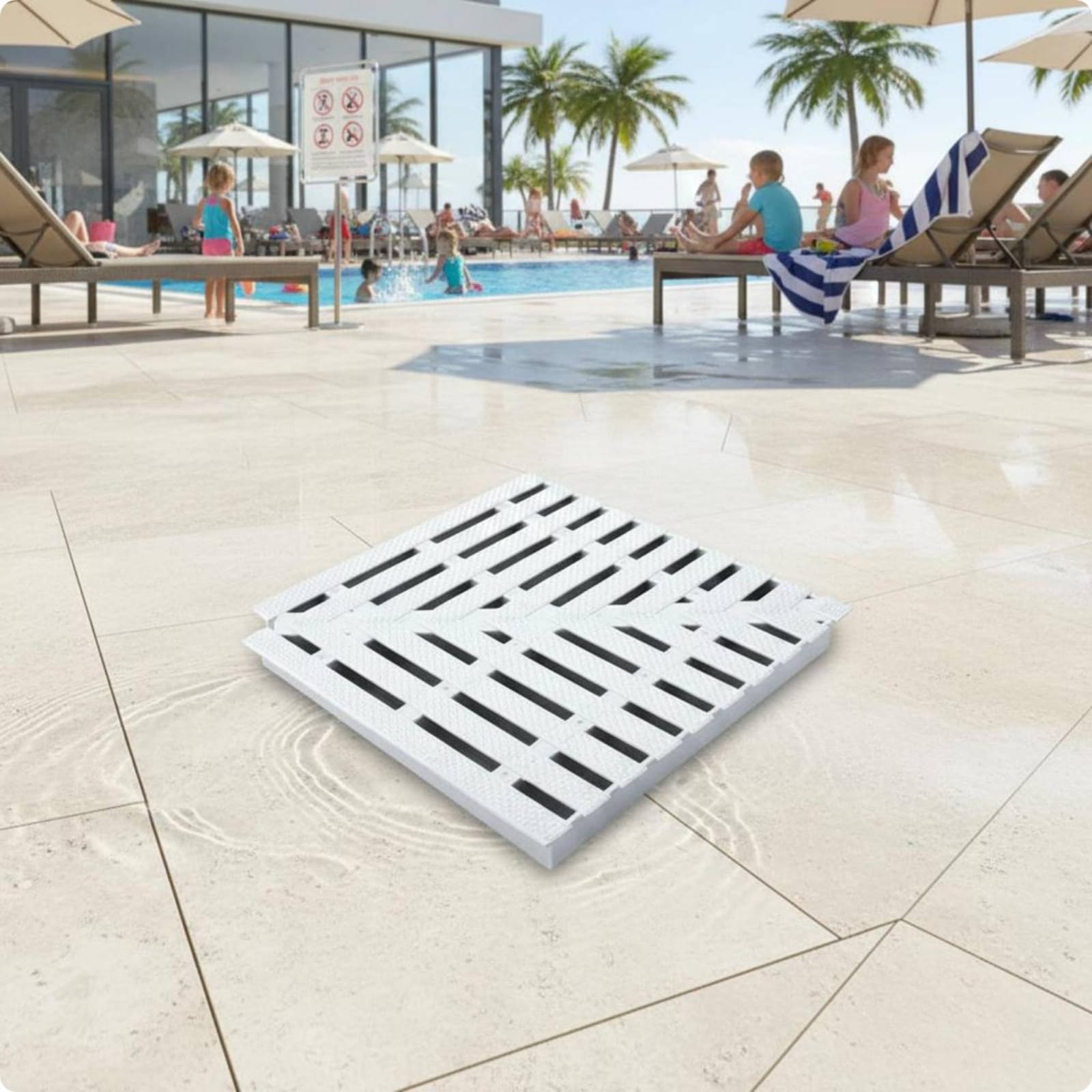 Scarico Angolo Piscina Griglia Drenaggio Antiscivolo Collegamento Semplificato Utilizzo per Piscina Spa Edificio Pubblico Casa, 30 Cm