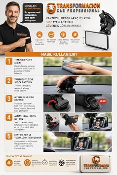 Transformacion Babypoint Vantuzlu Bebek Araç İçi Ayna 360° Ayarlanabilir Güvenlik Gözlem Aynası 428863