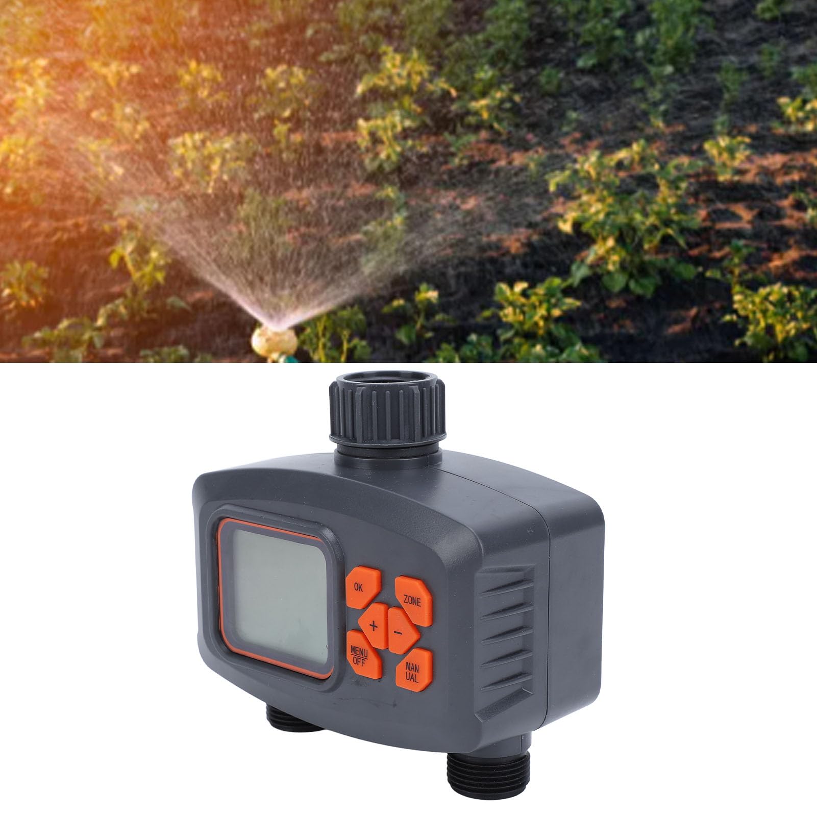 Temporizador de Aspersor Programable de Doble Salida para Riego de Jardines, Temporizador de Agua para Manguera de Jardín, Material ABS Impermeable, de Grifo Digital de 2 Zonas para Uso en