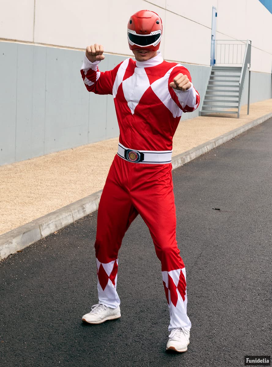 Funidelia | Czerwony kostium Power Ranger Męskie Filmy i seriale Superbohaterowie Kreskówki - Strój dla dorosłych i zabawne akcesoria na imprezy karnawał i Halloween - Czerwony