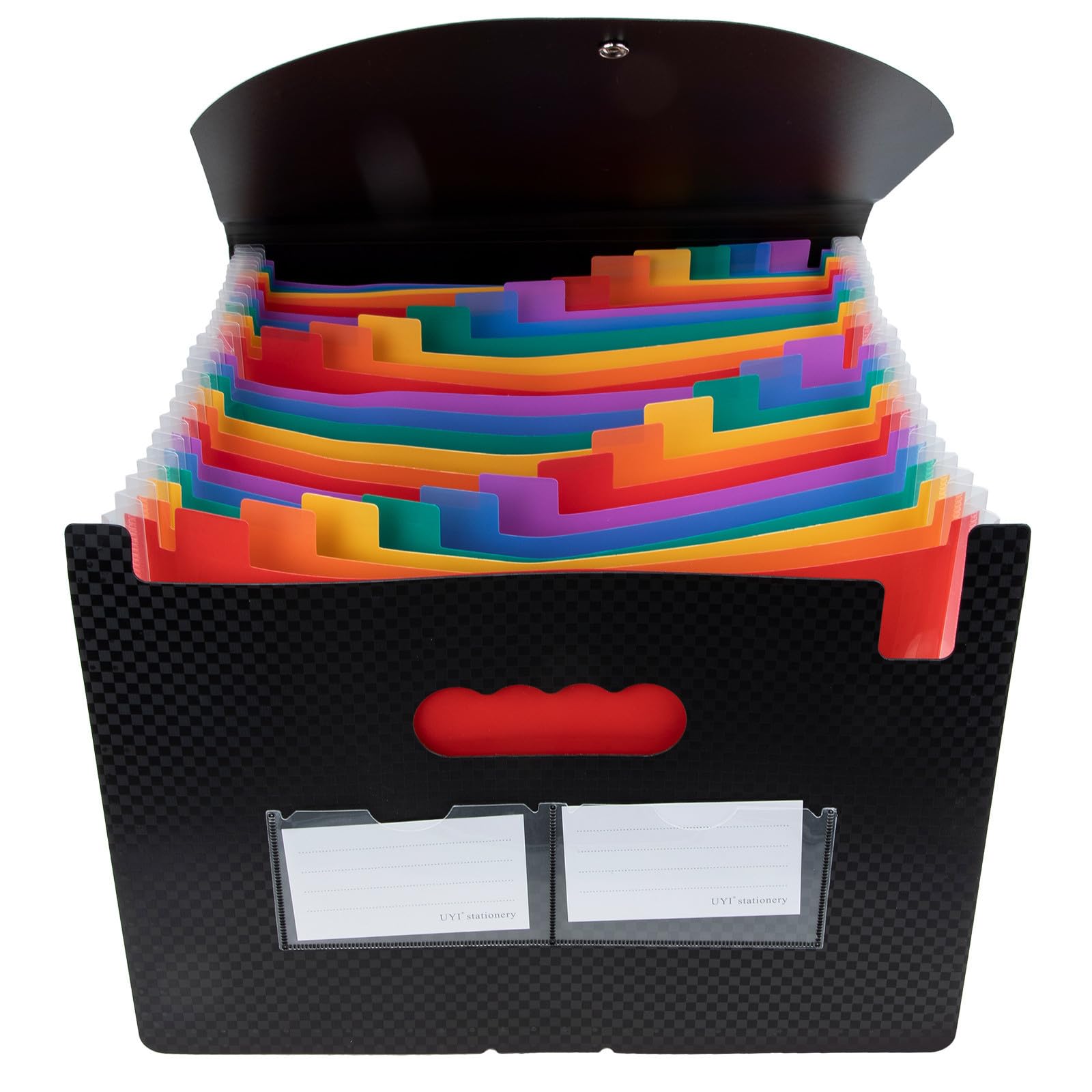 Cartella Portadocumenti Espandibile Formato A4 a Fisarmonica in Materiale Resistente Colore Nero, Organizzatore di File e Cartelle per Ufficio, Scuola, Viaggi e Uso Quotidiano