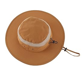 Home Prefer Men\'s Sun Hat UPF 50+ Wide Brim Bucket Hat Windproof Fishing Hats (Brown)