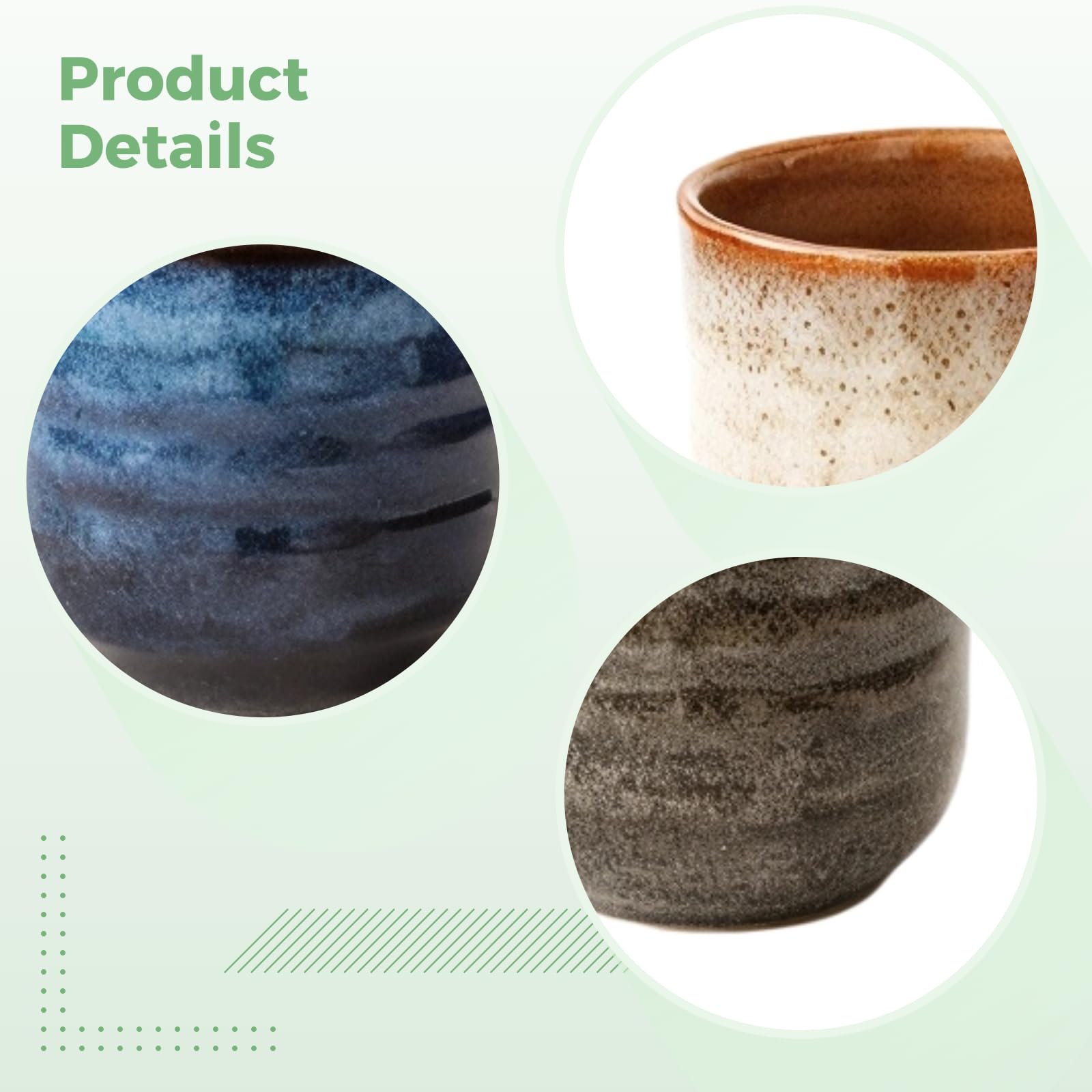 Juego de 4 tazas de té de porcelana japonesa, esmalte degradado de cerámica, resistente al calor, apto para lavavajillas, ideal para bebidas frías o calientes, uso doméstico y restaurante