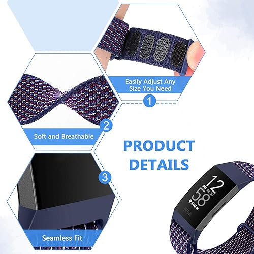 Miniatura 32 de Correas de nailon para reloj, compatibles con Fitbit Charge 4, Charge 3, Edición especial, correa de repuesto suave, deportiva, transpirable