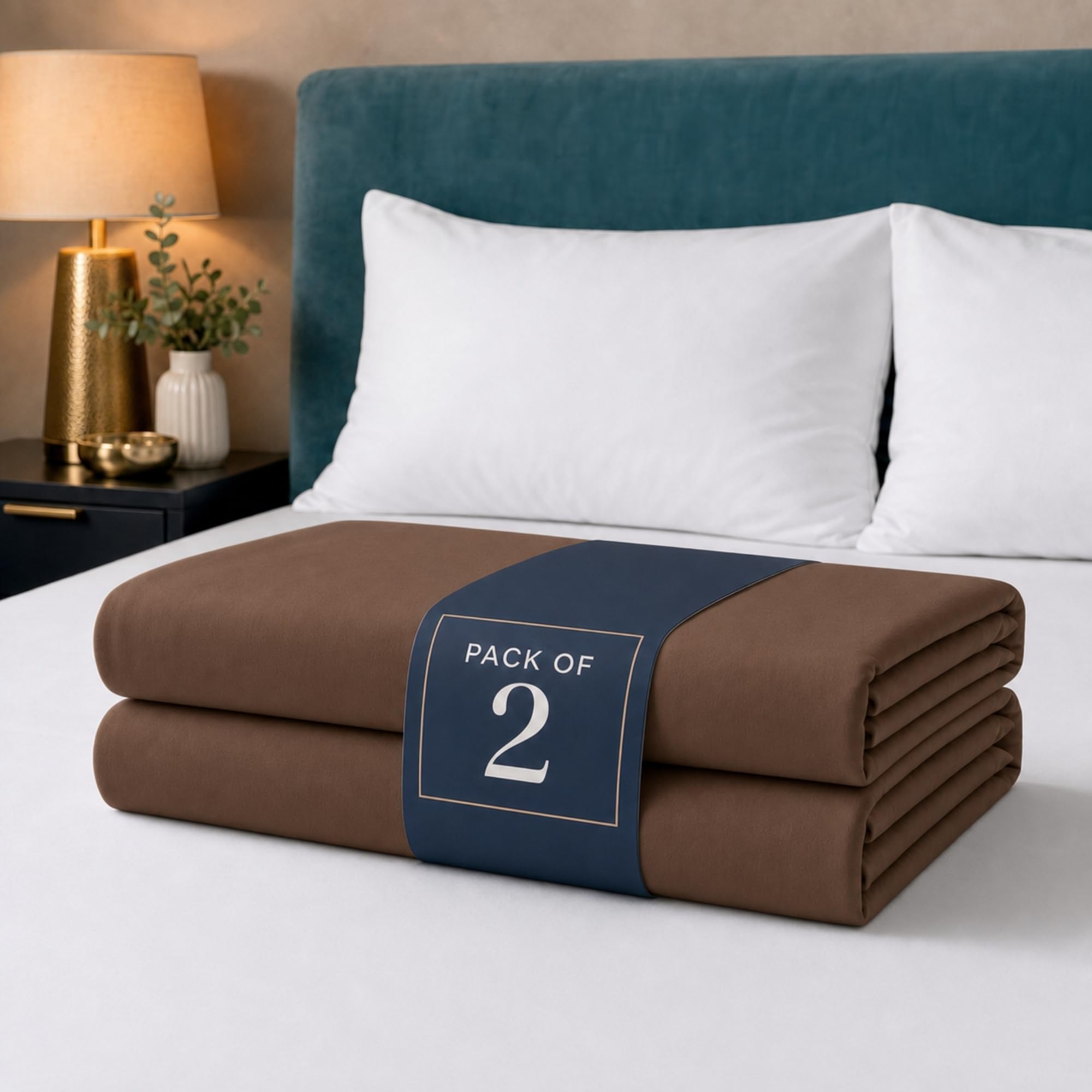 Z&A Bedding Brown Fitted Sheet 2x King - 30CM Extra Deep Elastic Corners Bedsheet, Soft Brushed Microfibre Sheet, Washable, Shrinkage & Fade Resistant