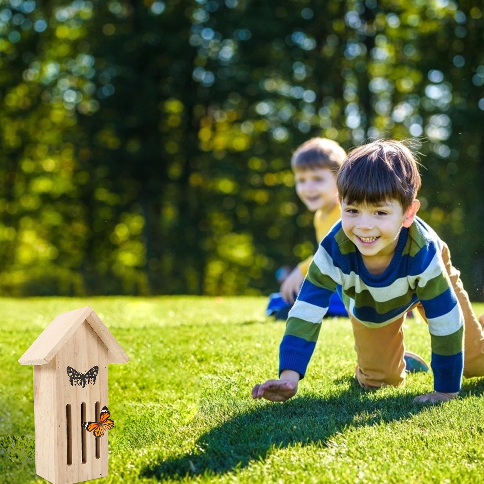 Schmetterlingshaus aus Naturholz zum Aufhängen Wetterfester Schmetterlingsunterstand für Garten Geschütztes Futterhaus für Schmetterlinge Langlebige Gartendekoration