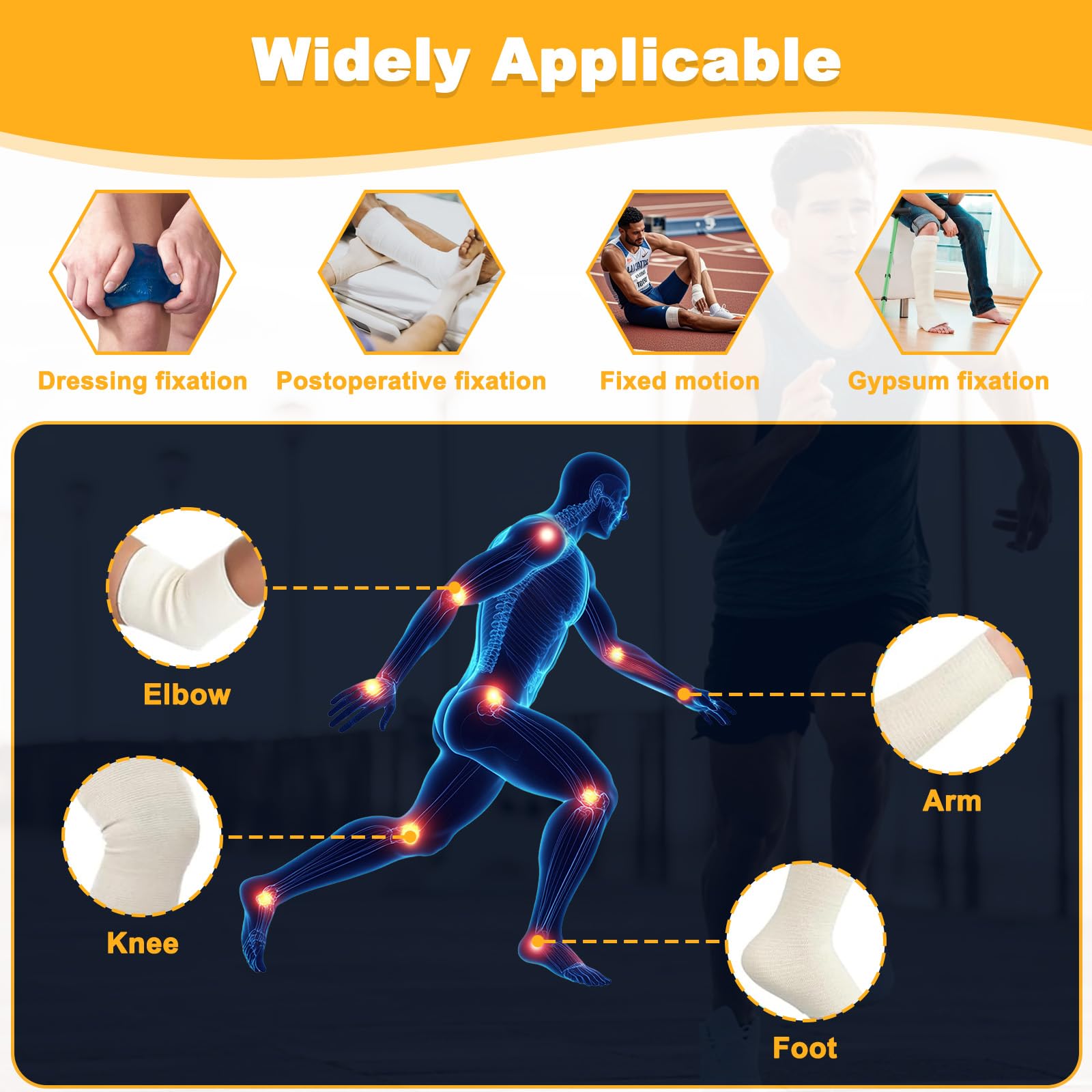 Vendas Tubulares 7.5cm x 10m, Vendaje Soporte Elástico Brazo y Piernas, Rollo Gasa de Algodón Fundido Tubular Compresión, Bandage Manga Transpirable para Rodilla, Brazos, Tobillo, Pierna, Muñeca