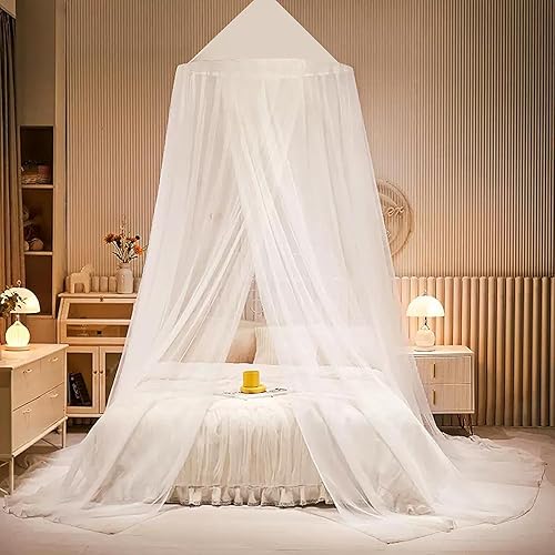 Miniatura 4 de dix-rainbow Toldo para cama de mosquitero, elegante toldo de cama tamaño KingQueen para niñas, elegante toldo de cama con cúpula de mosquitera,
