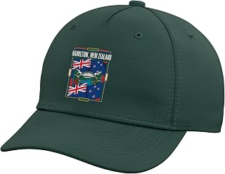 Hamilton New Zealand Flag River Bridge Vintage Travel Art Adjustable Baseball Hat