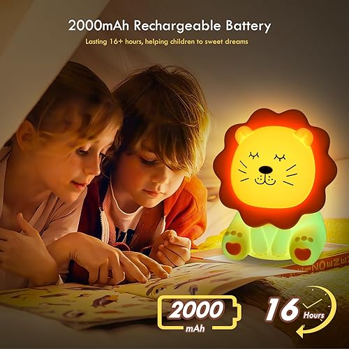 Miniatura 4 de Luz Nocturna para Niños, Luz Nocturna de Silicona Suave de 7 Colores con 3 Niveles de Atenuación, Luz Nocturna Recargable Antideslumbrante para