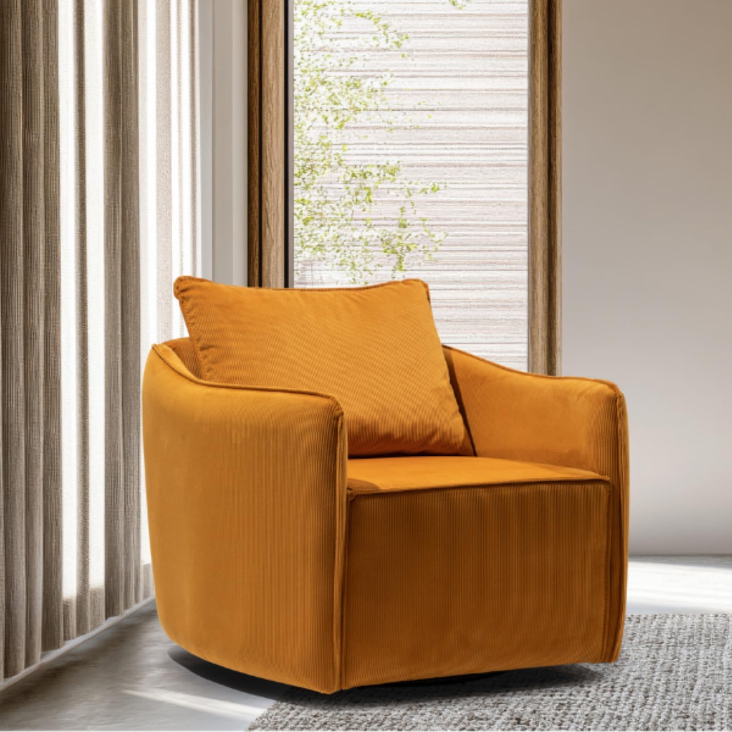 MELAGIO Wiley Swivel Accent Chair Upholstered Performance Fabric 360-Degree Swivel Accent Side Chair Living Room Bedroom Restaurant Coffee Shop Fully Assembled