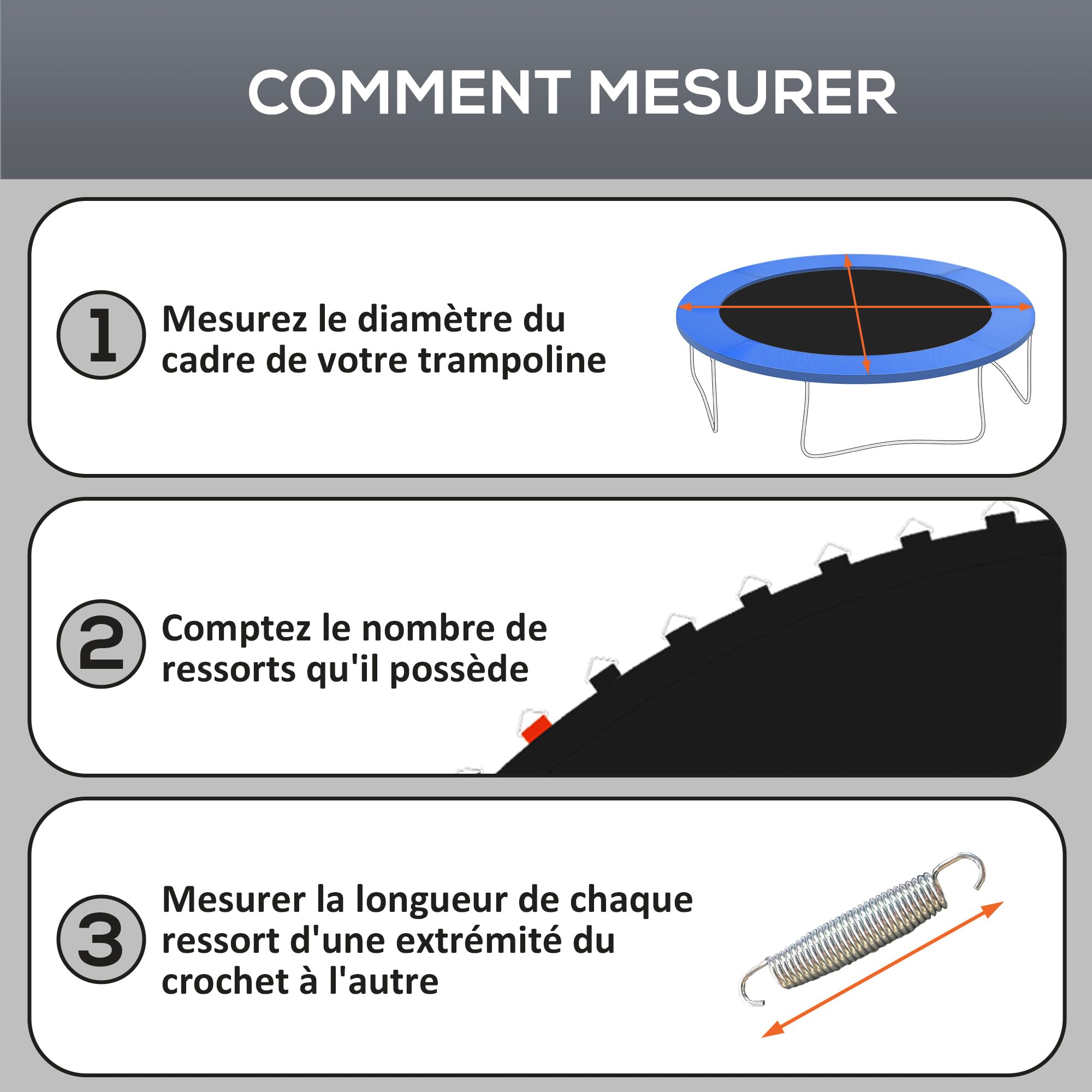 SPORTNOW Tapis de Rechange pour Trampoline Tapis de Saut de Remplacement, avec Outil de Traction à Ressort et Crochets en V (Ressort Non Inclus)