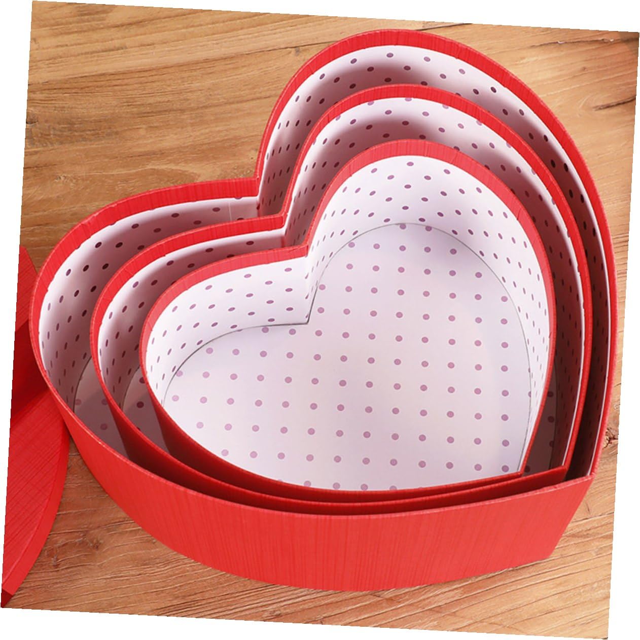 HANABASS Herzförmige Geschenkbox 3 Stück aus Leichtem Karton mit Deckel Wiederverwendbar und Flach Verpackt für Valentinstag Hochzeit und Feierlichkeiten