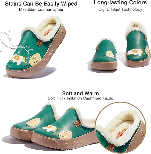 Vista 6 de UIN - Pantuflas de mujer, cómodas, modernas, pintadas con diseños artísticos, para viajar, con punta ancha, estilo informal, para el hogar