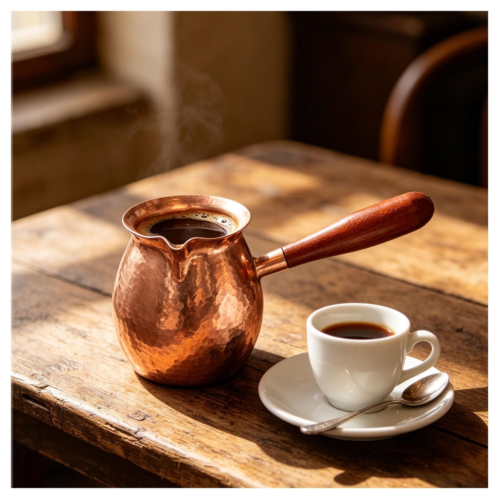 500 ml türkische Kaffeekanne, Handgemachte Kupfer Kupferkanne | Hitzebeständig Mokkakanne mit Griff Butterschmelzkanne, FüR Milch, Kaffee Und HeißE Schokolad