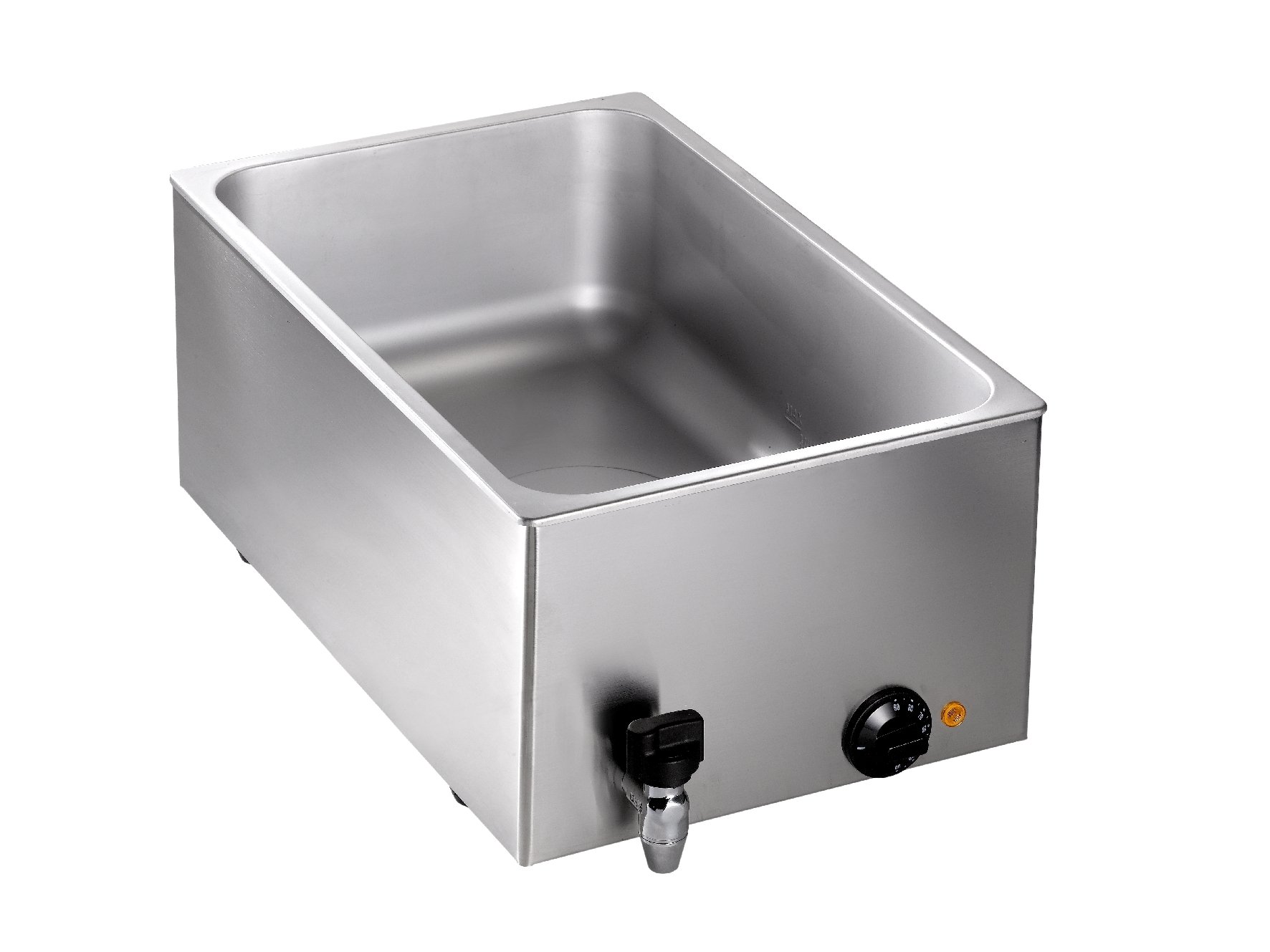 SARO BMH 160 Baño maría para recipiente GN, con grifo de drenaje , para 1/1, 2 de 1/2 o 3 de 1/3, acero inoxidable, para GN hasta 150 mm de profundidad, ajuste de temperatura hasta 100 °C