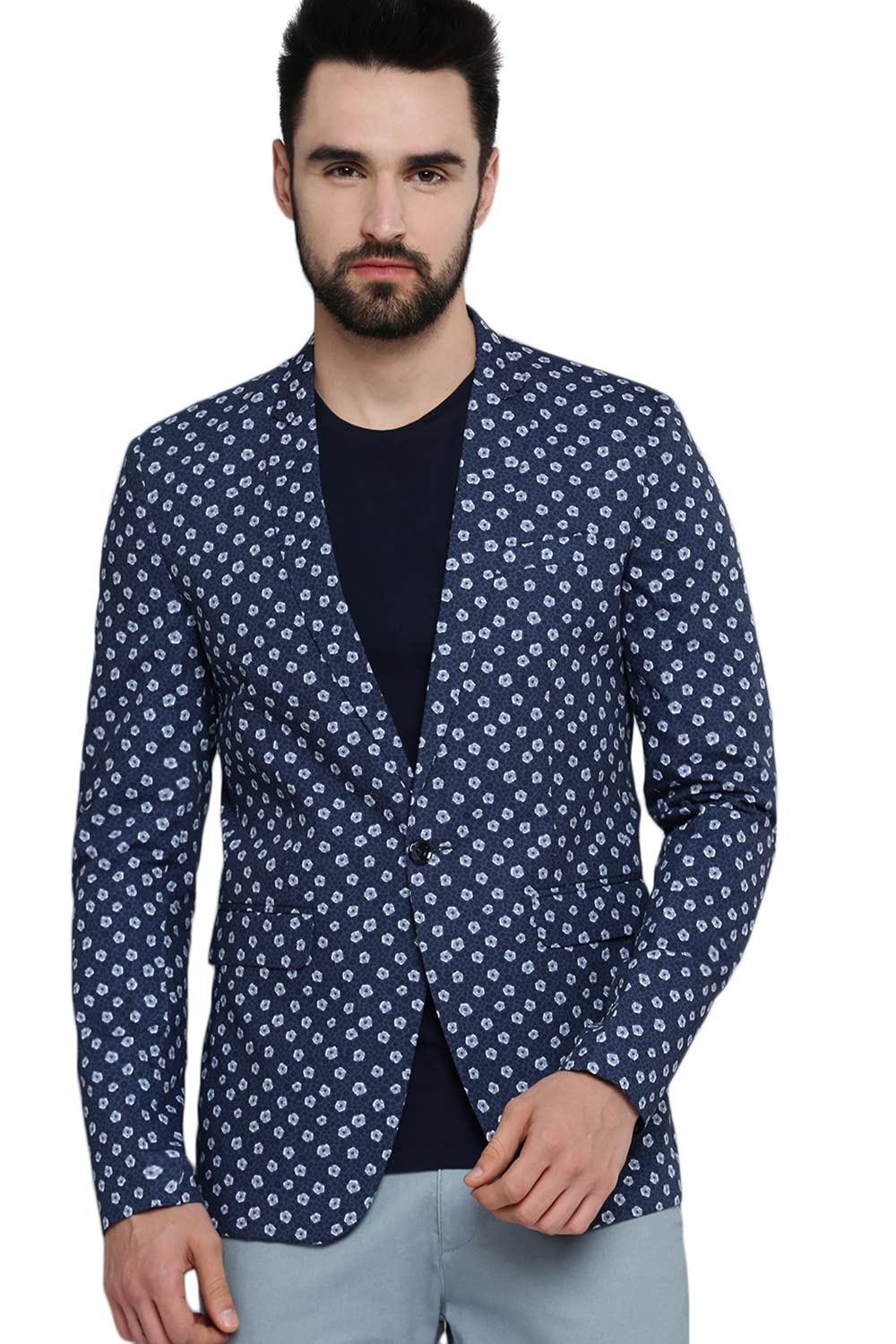 showoffff Men Printed Front-Open Party Blazer | Mandarin Collar Full Sleeves Cotton Blazer's for Mens | Slim Fit Regular Length Blazers for Men's-picture-44