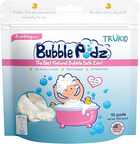 TruKid Bubble Podz - Baño de burbujas para bebés y niños, bomba de baño refrescante suave para piel sensible, equilibrio de pH 7 para sensibilidad
