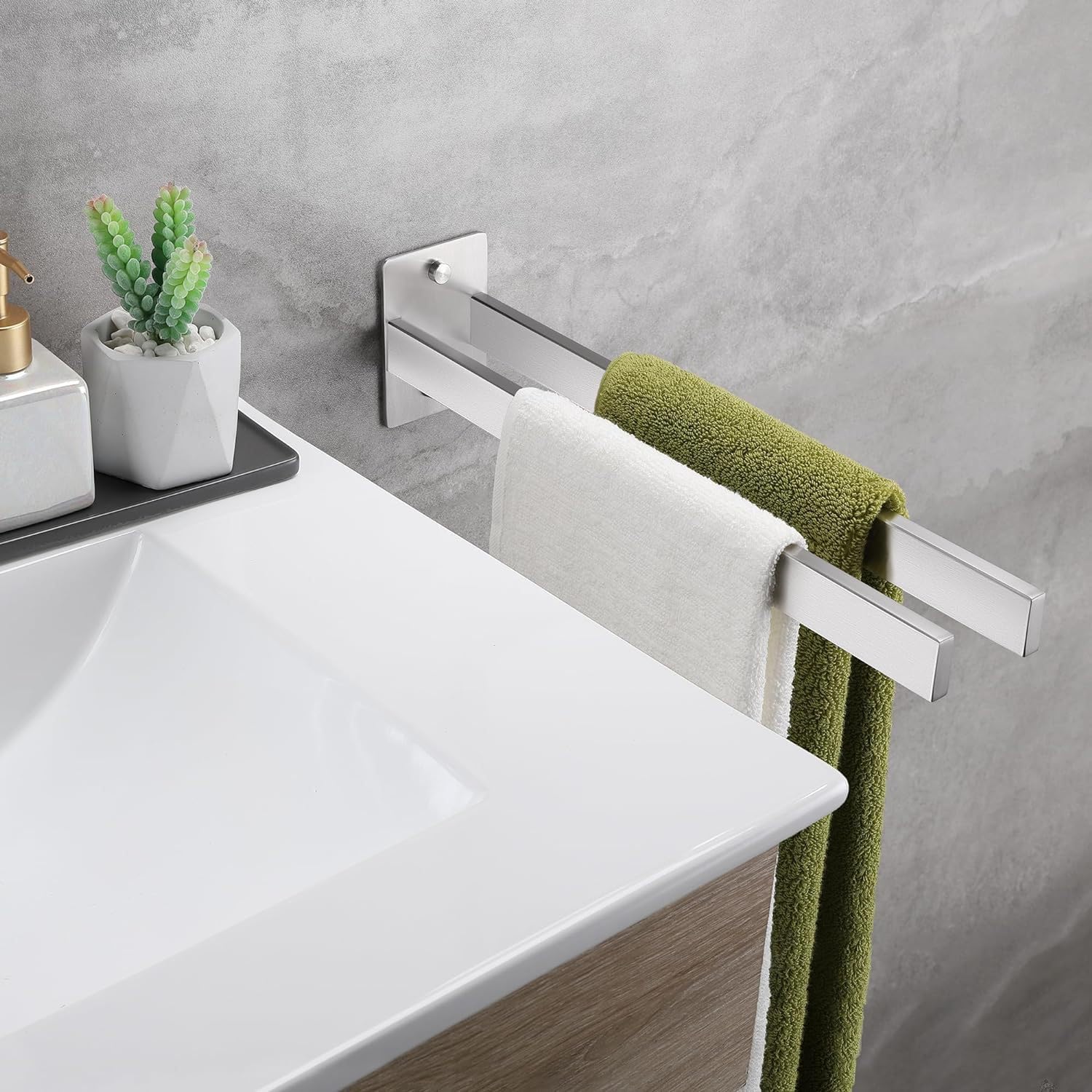 Porta Asciugamani Bagno,SUS304 Appendi Asciugamani Bagno,Porta Asciugamani Bagno da Parete 40cm,Due Metodi di Installazione, Adesivo/Perforato, per Bagni, Cucine