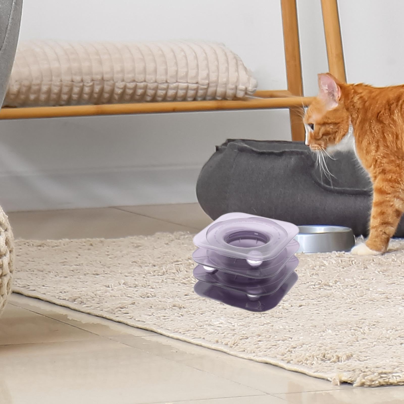 Juguetes de Pelotas para Gatos, Juguetes de Pelotas Rodantes para Gatos, Juguetes Interactivos Divertidos para Gatos, Juguetes de Juguete para Gatitos, Violeta