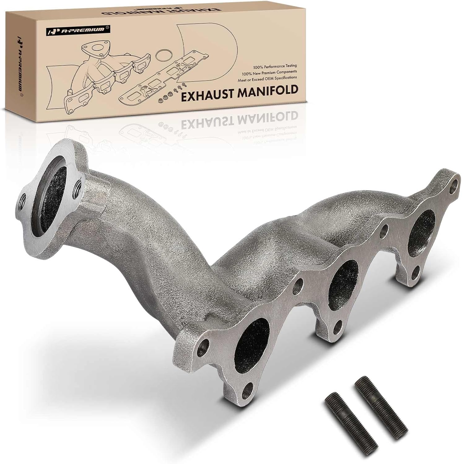 A-Premium Right Side Exhaust Manifold Kit W/Studs [3.8L] Compatible with Mitsubishi Montero 2003 2004 2005 2006
