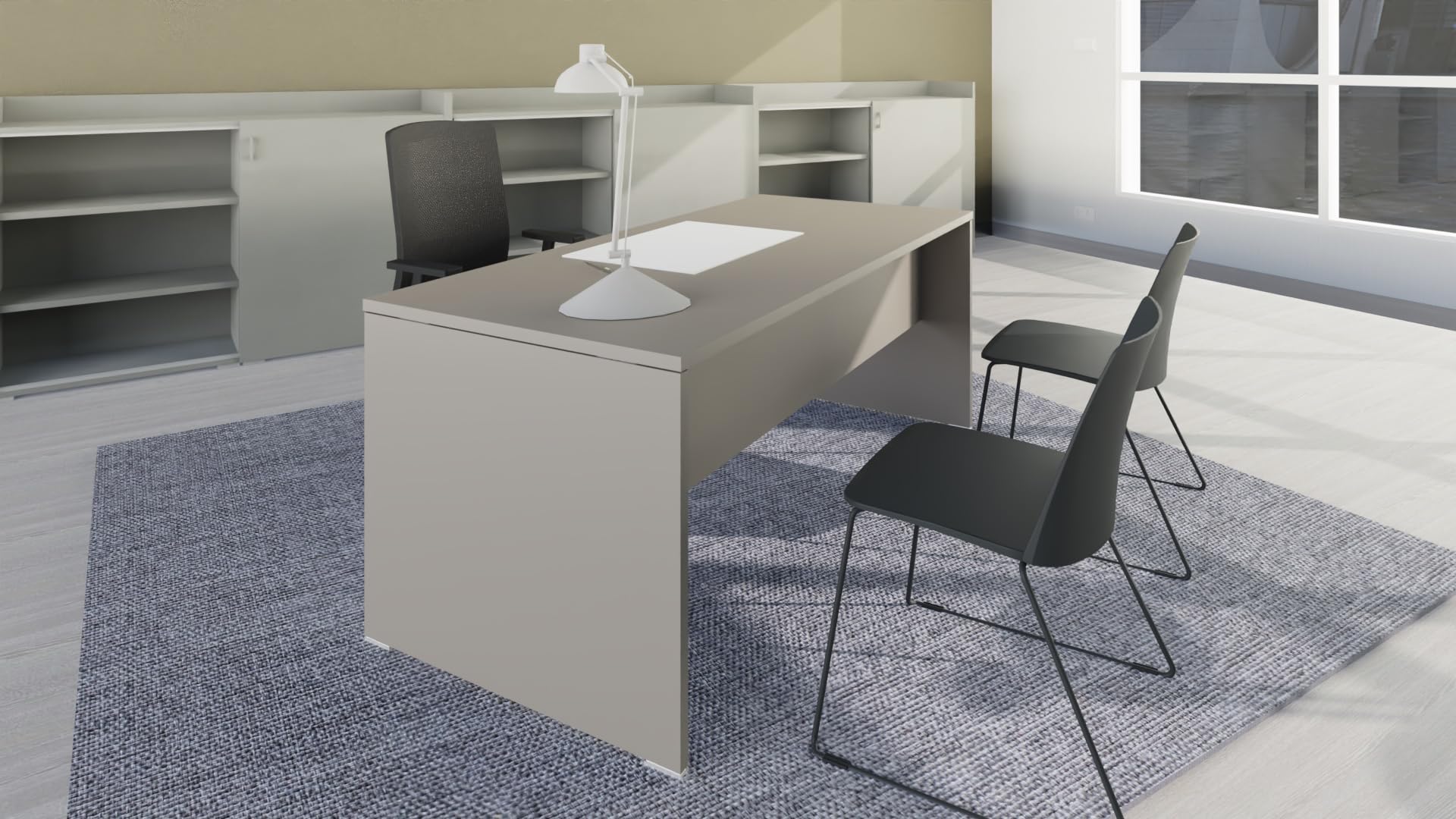 FBasic Scrivania Operativa in legno - Colore Bianco - 140x80x74