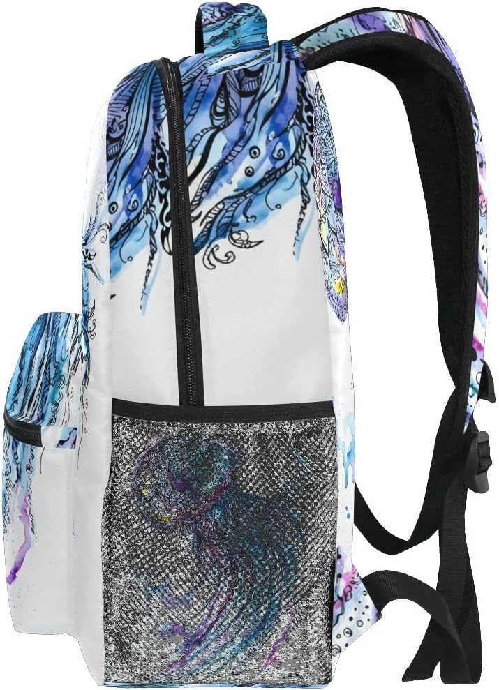 SUABO Ocean Jellyfish School Backpack Bookbag for Boys Girls Teens Casual Travel Bag Computer Laptop Daypack