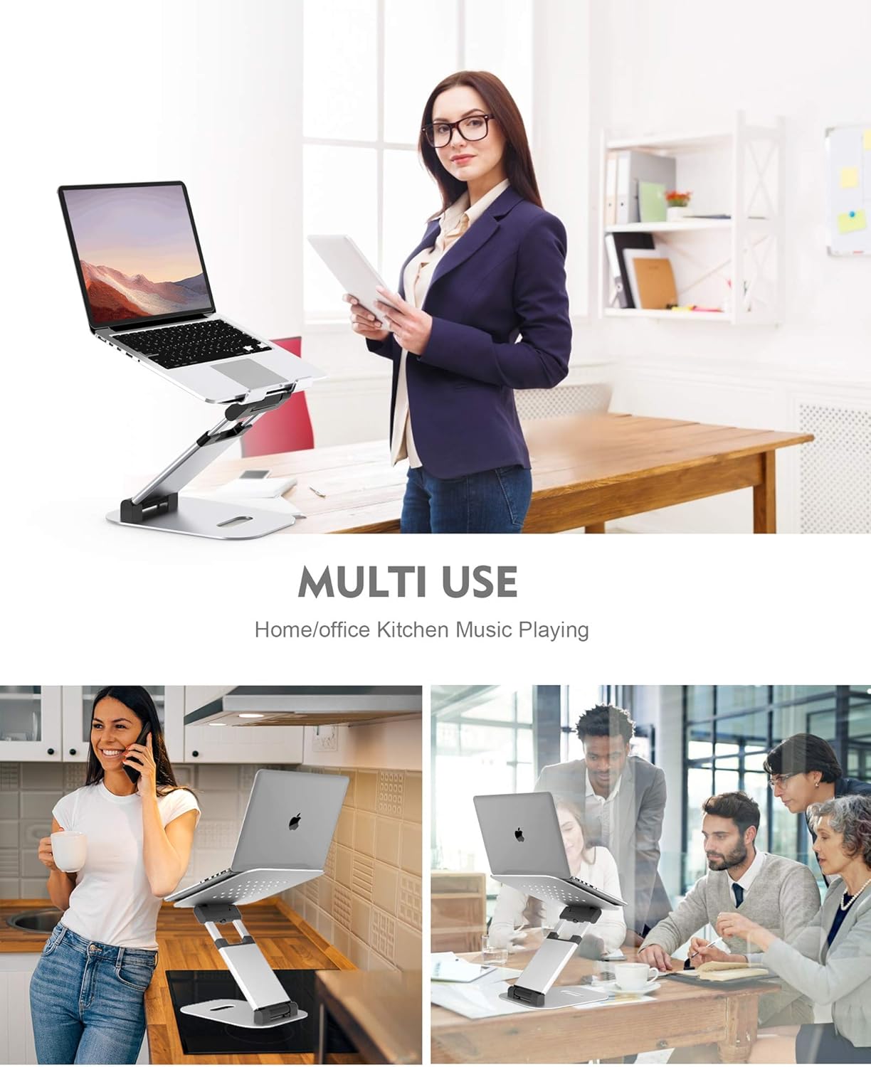 Black Friday - 70% OFF Laptop Stand for Desk,Multi-Angle Adjustable Laptop Stand with Heat-Vents,Ergonomic Computer Stand Laptop Riser- Adjust Height up to 20'',Sit to Stand Laptop Holder Compatible with Laptops up to 17''