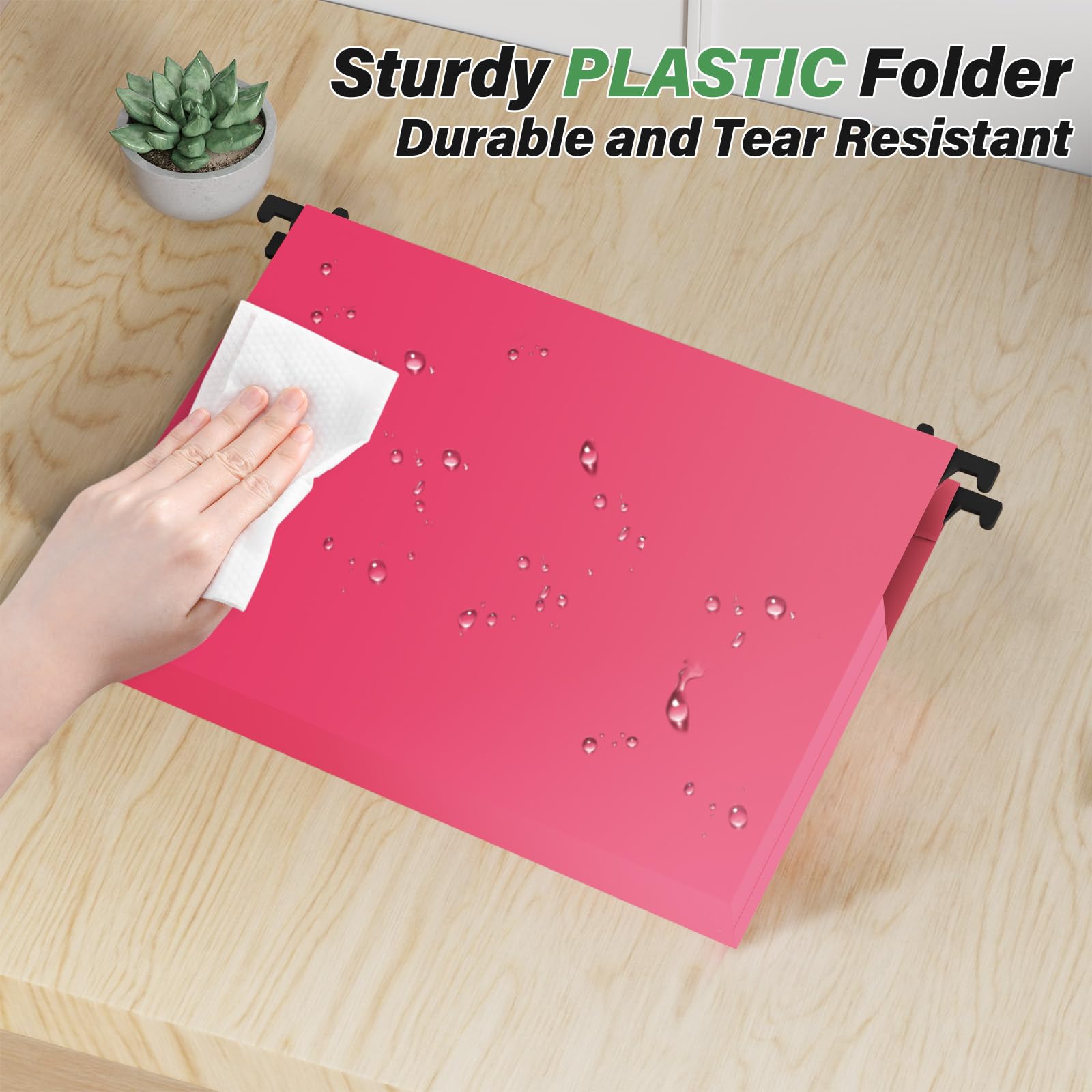 Ansook Lot de 12 dossiers suspendus en plastique de grande capacité, pochette accordéon extensible de 2,5 cm, robustes pour classeurs, dossiers suspendus rigides et durables, onglets insérables,