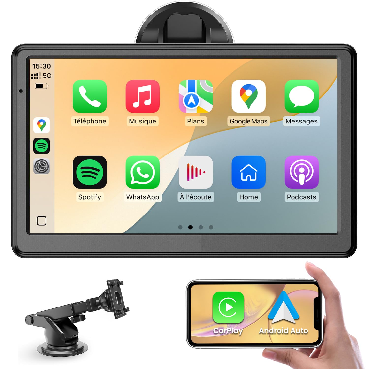 Écran CarPlay Wonsidary 10,26 Pouces - Sans Fil Android Auto, IPS 1600x600