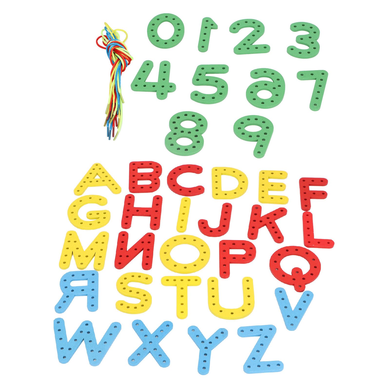 Lacing Alphabet Busy Bag - Uppercase - 26 Letters - 10 X Numbers - Threading Toy for Kids - Fine Motor Skills - Early Spelling Letter Recognition Educational Toy for Boys Girls