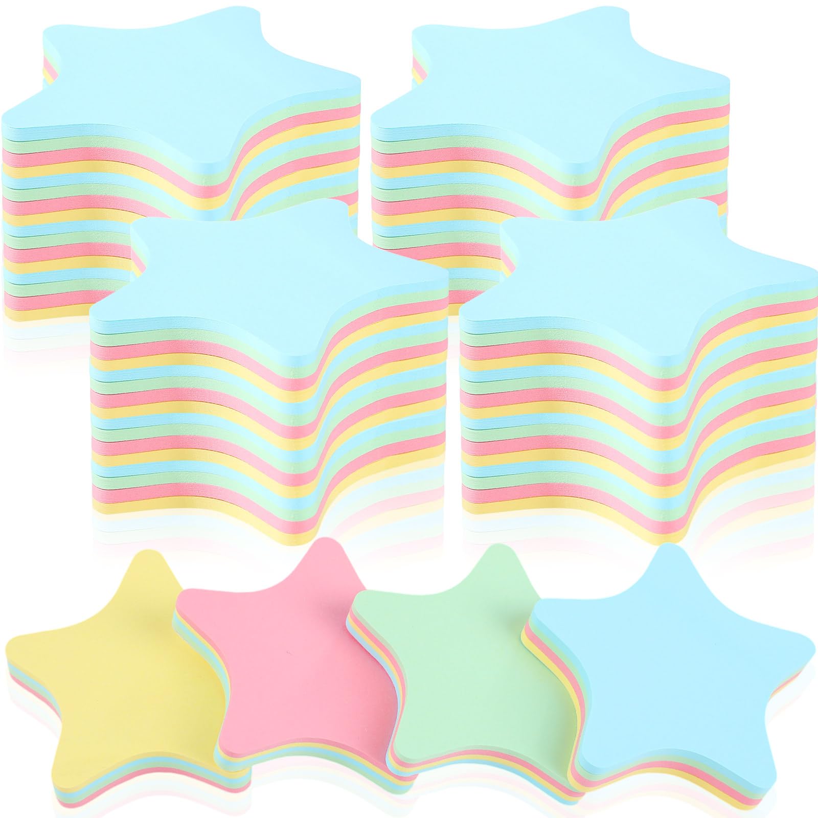 Feifeiya 48 Pads Star Sticky Notes Bulk 4800 Sheets 3 x 3 Inches Back to School Supplies Pastel Self Sticky Notepad Star Party Favors for Office Home