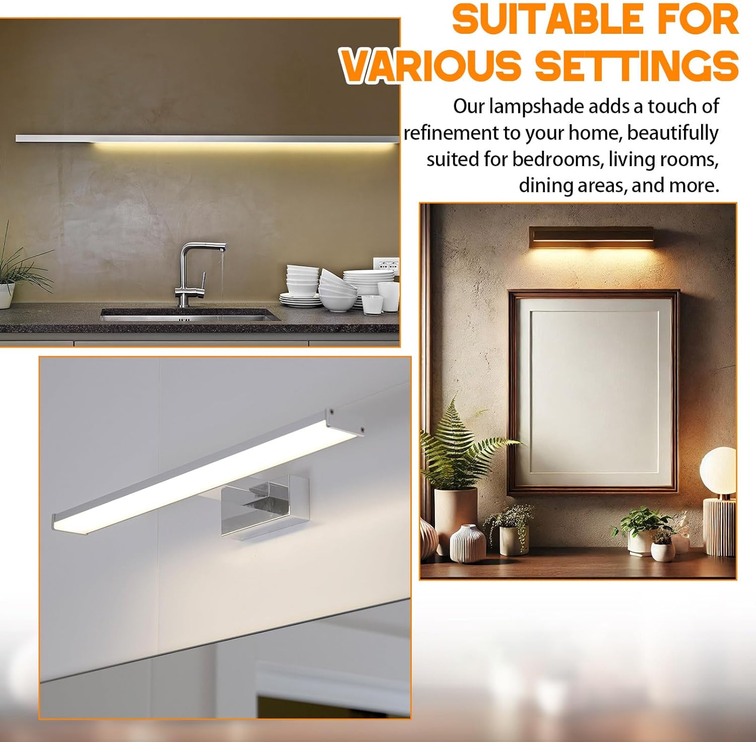 Retisee 2 Pcs 24" Under Cabinet Light Cover Replacement White Ribbed Acrylic Lens Diffuser Low Profile for Under Counter Fluorescent Light Fixture Kitchen Bathroom Vanity, 2-3/4"W x 1-3/8"H(Curved)