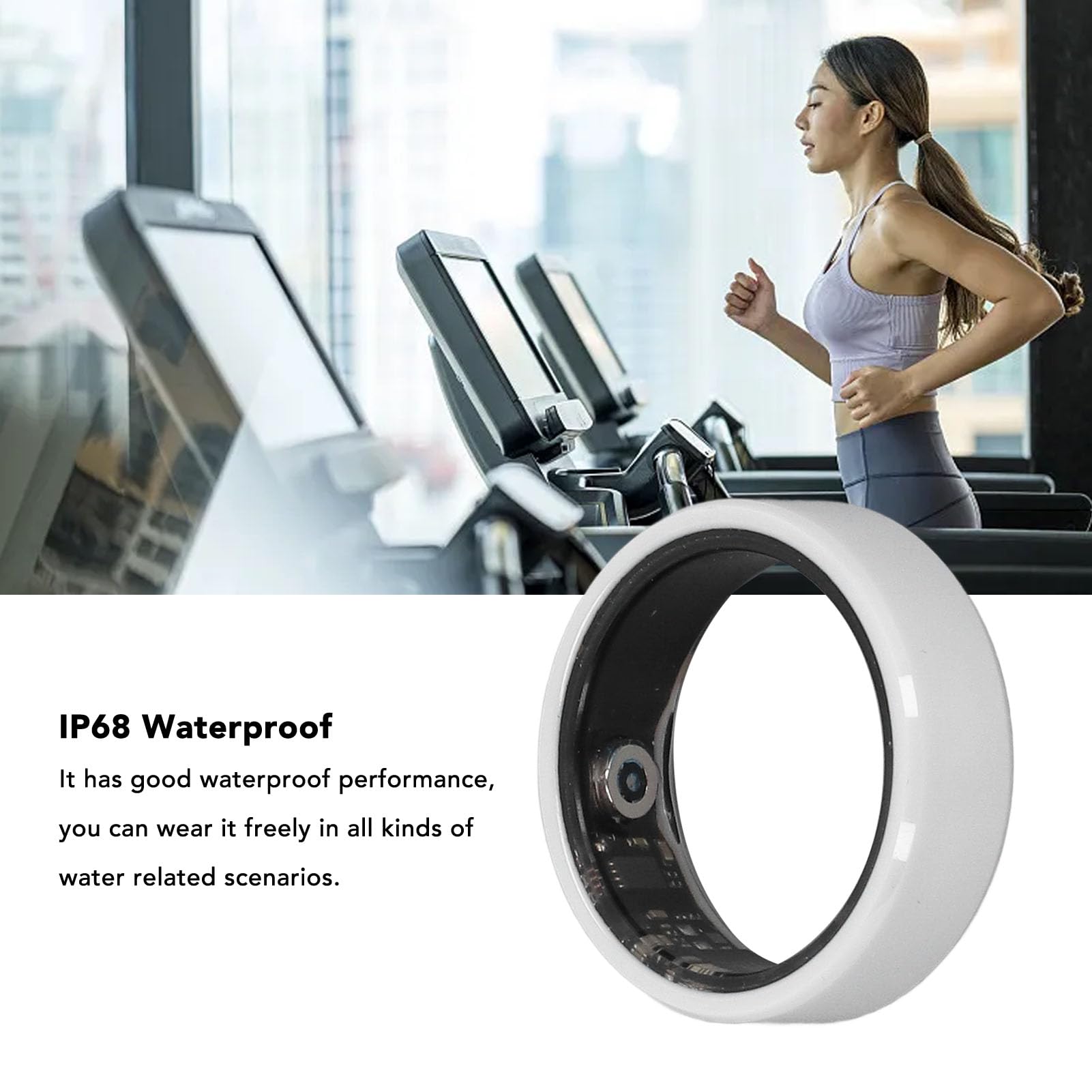 Denash Smart Ring,Bluetooth Ceramic Stainless Steel Sleep Monitoring Health Tracker,IP68 Waterproof Rechargeable Fitness Tracker with APP (Inner Diameter 19.9mm) - Image 4