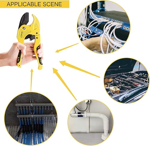 Miniatura 7 de DEWILL Ratchet-type Pipe and PVC Cutter, One-hand Fast Pipe Cutting Tool, for Cutting1-5/8 inch PVC PPR Plastic Hoses and Pipe, Suitable for Home