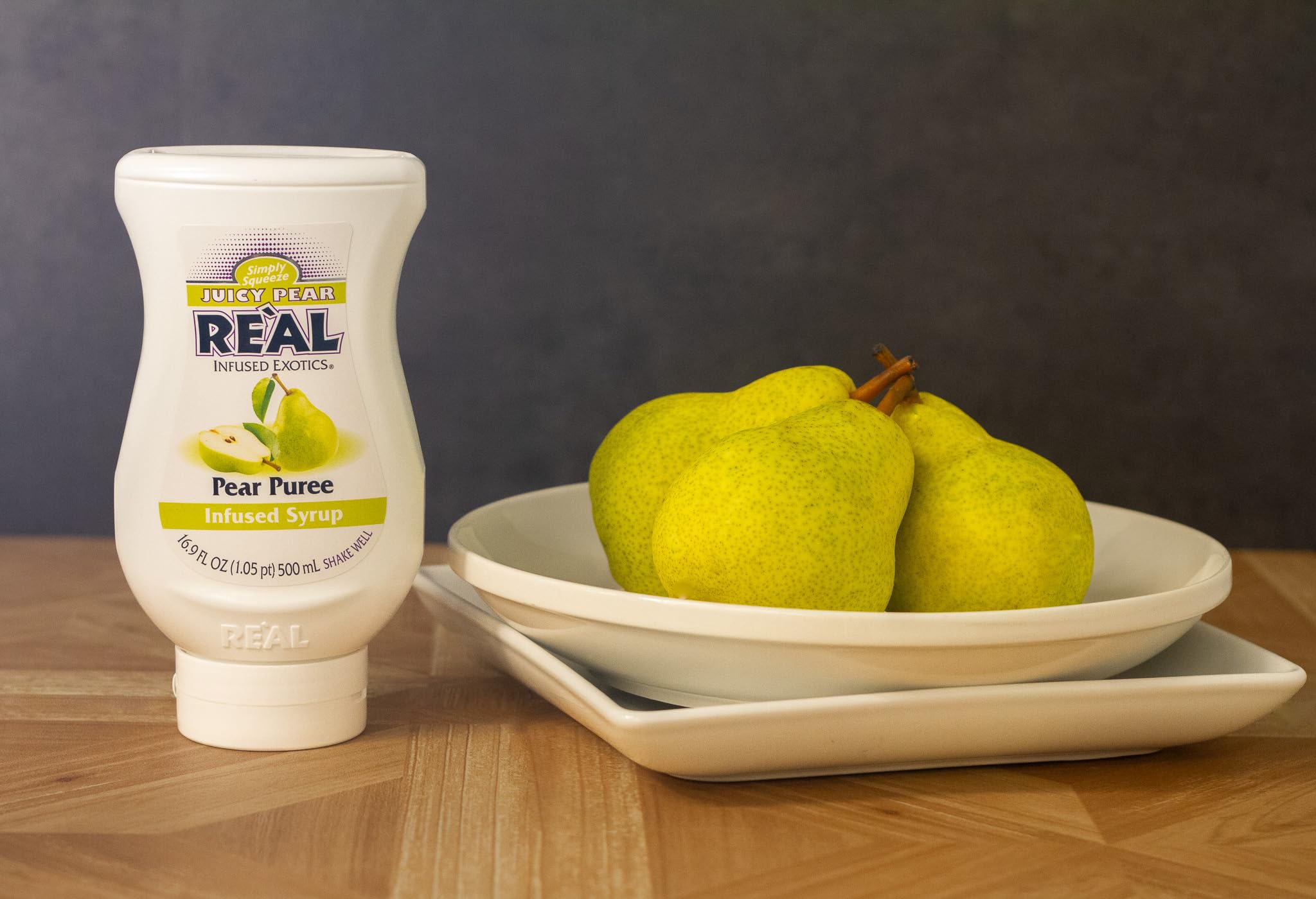 Amazon.com : Juicy Pear Rel Infused Exotics, Pear Puree Infused Syrup,  16.9 FL OZ Squeezable Bottle : Everything Else