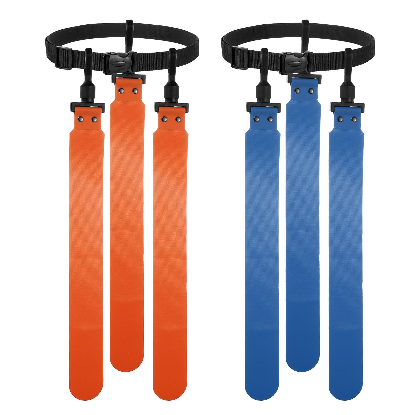 YELARXI Flag Football Set, Adjustable Flag Football Belt with 1 Belt and 3 Flags Easy Tear Away for Men Women Players Training Competition (2 Pack, Orange Red/Sky Blue) โ image 1