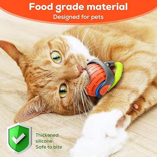 Miniatura 7 de Juguete interactivo de pelota para gatos, bolas de gato móviles automáticas para gatos de interior, juguete giratorio de 360 grados, naranja