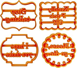 4PCS Funny Cookie Moulds Rude Cookie Molds for Baking,Cookie Molds with Good Wishes Cookie Molds with Rude Sayings Cuss Wo...